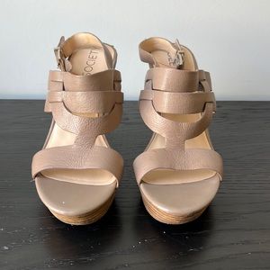 Sole Society Taupe Jenny Wedge Heels